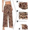 imageSWOMOG Womens Silk Satin Pajama Pants Longs Silky Sleep Pants Loungewear Trousers Elastic Waist Lounge Pj BottomsWavy Leopard