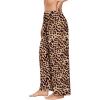 imageSWOMOG Womens Silk Satin Pajama Pants Longs Silky Sleep Pants Loungewear Trousers Elastic Waist Lounge Pj BottomsWavy Leopard