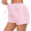 imageSWOMOG Womens Silk Stain Pajama Shorts Pj Bottoms with Pockets Drawstring Sleep Shorts Boxer Soft Lounge ShortsBlackPink