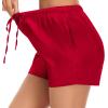 imageSWOMOG Womens Silk Stain Pajama Shorts Pj Bottoms with Pockets Drawstring Sleep Shorts Boxer Soft Lounge ShortsBlackRed