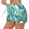 imageSWOMOG Womens Silk Stain Pajama Shorts Pj Bottoms with Pockets Drawstring Sleep Shorts Boxer Soft Lounge ShortsPink LeavesWhite Leaves