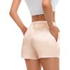 imageSWOMOG Womens Silk Stain Pajama Shorts Pj Bottoms with Pockets Drawstring Sleep Shorts Boxer Soft Lounge ShortsWhiteChampagne