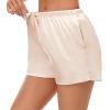 imageSWOMOG Womens Silk Stain Pajama Shorts Pj Bottoms with Pockets Drawstring Sleep Shorts Boxer Soft Lounge ShortsWhiteChampagne