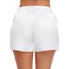 imageSWOMOG Womens Silk Stain Pajama Shorts Pj Bottoms with Pockets Drawstring Sleep Shorts Boxer Soft Lounge ShortsWhiteChampagne