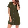 imageSWOMOG 2 Pack Nightgown for Women V Neck Soft Short Sleeve Sleepshirt Pajama Dress Soft Modal NightwearArmy Green