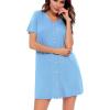 imageSWOMOG 2 Pack Nightgown for Women V Neck Soft Short Sleeve Sleepshirt Pajama Dress Soft Modal NightwearBright Sky Blue Color