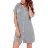 imageSWOMOG 2 Pack Nightgown for Women V Neck Soft Short Sleeve Sleepshirt Pajama Dress Soft Modal NightwearLight Grey