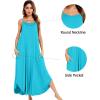 imageSWOMOG Women Long Nightgown Pajama Dress Soft Strap Nightdress Summer Sleeveless Nightshirt Lounge Dress with PocketsPeacock Blue
