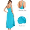 imageSWOMOG Women Long Nightgown Pajama Dress Soft Strap Nightdress Summer Sleeveless Nightshirt Lounge Dress with PocketsPeacock Blue