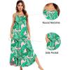imageSWOMOG Women Long Nightgown Pajama Dress Soft Strap Nightdress Summer Sleeveless Nightshirt Lounge Dress with PocketsPink Leaves