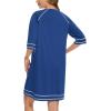 imageSWOMOG Women Zip Up Robe 34 Sleeve Housecoat Soft Cotton Zipper Front Nightgown Loungewear with PocketsZnavy
