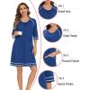 imageSWOMOG Women Zip Up Robe 34 Sleeve Housecoat Soft Cotton Zipper Front Nightgown Loungewear with PocketsZnavy