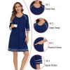 imageSWOMOG Women Zip Up Robe 34 Sleeve Housecoat Soft Cotton Zipper Front Nightgown Loungewear with PocketsZnavy Blue