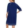 imageSWOMOG Women Zip Up Robe 34 Sleeve Housecoat Soft Cotton Zipper Front Nightgown Loungewear with PocketsZnavy Blue