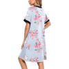 imageSWOMOG Women Zipper Front House Coat Short Sleeves Robe Zip up Bathrobes Short Nightgown with Pockets S3XLBlue Flower