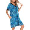 imageSWOMOG Women Zipper Front House Coat Short Sleeves Robe Zip up Bathrobes Short Nightgown with Pockets S3XLBlue Paisle