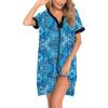 imageSWOMOG Women Zipper Front House Coat Short Sleeves Robe Zip up Bathrobes Short Nightgown with Pockets S3XLBlue Paisle