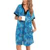 imageSWOMOG Women Zipper Front House Coat Short Sleeves Robe Zip up Bathrobes Short Nightgown with Pockets S3XLBlue Paisle