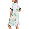imageSWOMOG Women Zipper Front House Coat Short Sleeves Robe Zip up Bathrobes Short Nightgown with Pockets S3XLGreen Flower