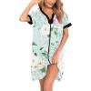 imageSWOMOG Women Zipper Front House Coat Short Sleeves Robe Zip up Bathrobes Short Nightgown with Pockets S3XLGreen Flower