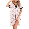 imageSWOMOG Women Zipper Front House Coat Short Sleeves Robe Zip up Bathrobes Short Nightgown with Pockets S3XLPink Flower