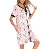 imageSWOMOG Women Zipper Front House Coat Short Sleeves Robe Zip up Bathrobes Short Nightgown with Pockets S3XLPink Flower