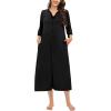imageSWOMOG Women Zipper Robe Long Housecoat Zip Up Bathrobes Full Length Nightgown Loungewear with Pockets S3XLBlack Dark Gray