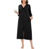 imageSWOMOG Women Zipper Robe Long Housecoat Zip Up Bathrobes Full Length Nightgown Loungewear with Pockets S3XLBlack Dark Gray