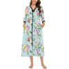 imageSWOMOG Women Zipper Robe Long Housecoat Zip Up Bathrobes Full Length Nightgown Loungewear with Pockets S3XLFloral Green