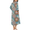 imageSWOMOG Women Zipper Robe Long Housecoat Zip Up Bathrobes Full Length Nightgown Loungewear with Pockets S3XLFloral Mandala