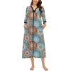imageSWOMOG Women Zipper Robe Long Housecoat Zip Up Bathrobes Full Length Nightgown Loungewear with Pockets S3XLFloral Mandala