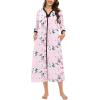 imageSWOMOG Women Zipper Robe Long Housecoat Zip Up Bathrobes Full Length Nightgown Loungewear with Pockets S3XLFloral Pink