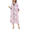 imageSWOMOG Women Zipper Robe Long Housecoat Zip Up Bathrobes Full Length Nightgown Loungewear with Pockets S3XLFloral Pink