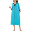imageSWOMOG Women Zipper Robe Long Housecoat Zip Up Bathrobes Full Length Nightgown Loungewear with Pockets S3XLPeacock Blue