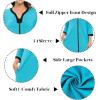 imageSWOMOG Women Zipper Robe Long Housecoat Zip Up Bathrobes Full Length Nightgown Loungewear with Pockets S3XLPeacock Blue