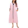 imageSWOMOG Women Zipper Robe Long Housecoat Zip Up Bathrobes Full Length Nightgown Loungewear with Pockets S3XLPink