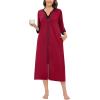 imageSWOMOG Women Zipper Robe Long Housecoat Zip Up Bathrobes Full Length Nightgown Loungewear with Pockets S3XLWine Red