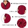 imageSWOMOG Women Zipper Robe Long Housecoat Zip Up Bathrobes Full Length Nightgown Loungewear with Pockets S3XLWine Red