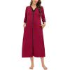 imageSWOMOG Women Zipper Robe Long Housecoat Zip Up Bathrobes Full Length Nightgown Loungewear with Pockets S3XLWine Red