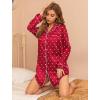 imageSWOMOG Womens Satin Sleep Shirt Long Sleeve Sleepwear Silk Nightshirt Button Down Pajama TopRed Dot