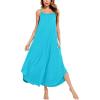 imageSWOMOG Women Long Nightgown Pajama Dress Soft Strap Nightdress Summer Sleeveless Nightshirt Lounge Dress with PocketsPeacock Blue