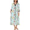 imageSWOMOG Women Zipper Robe Long Housecoat Zip Up Bathrobes Full Length Nightgown Loungewear with Pockets S3XLFloral Green
