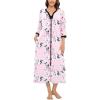 imageSWOMOG Women Zipper Robe Long Housecoat Zip Up Bathrobes Full Length Nightgown Loungewear with Pockets S3XLFloral Pink
