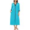 imageSWOMOG Women Zipper Robe Long Housecoat Zip Up Bathrobes Full Length Nightgown Loungewear with Pockets S3XLPeacock Blue