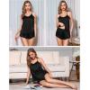 imageSWOMOG Womens Satin Pajama Cami Set Sexy Lingerie Silky Sleepwear Nightwear 2 Piece Pj Short Sets Black