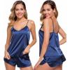 imageSWOMOG Womens Sexy Lingerie Silk Satin Pajamas Cami Shorts Set Sleepwear Blue