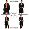 imageSWOMOG Mens 3 PCS Satin Robe with Pants ampamp Shorts Set Kimono Bathrobe Long Sleeve Sleepwear Pjs Sets with PocketsBlack  Red Trimming