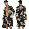 imageSWOMOG Mens 3 PCS Satin Robe with Pants ampamp Shorts Set Kimono Bathrobe Long Sleeve Sleepwear Pjs Sets with PocketsBlack Dragon