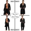 imageSWOMOG Mens 3 PCS Satin Robe with Pants ampamp Shorts Set Kimono Bathrobe Long Sleeve Sleepwear Pjs Sets with PocketsBlack1  White Trimming