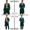 imageSWOMOG Mens 3 PCS Satin Robe with Pants ampamp Shorts Set Kimono Bathrobe Long Sleeve Sleepwear Pjs Sets with PocketsDeep Green